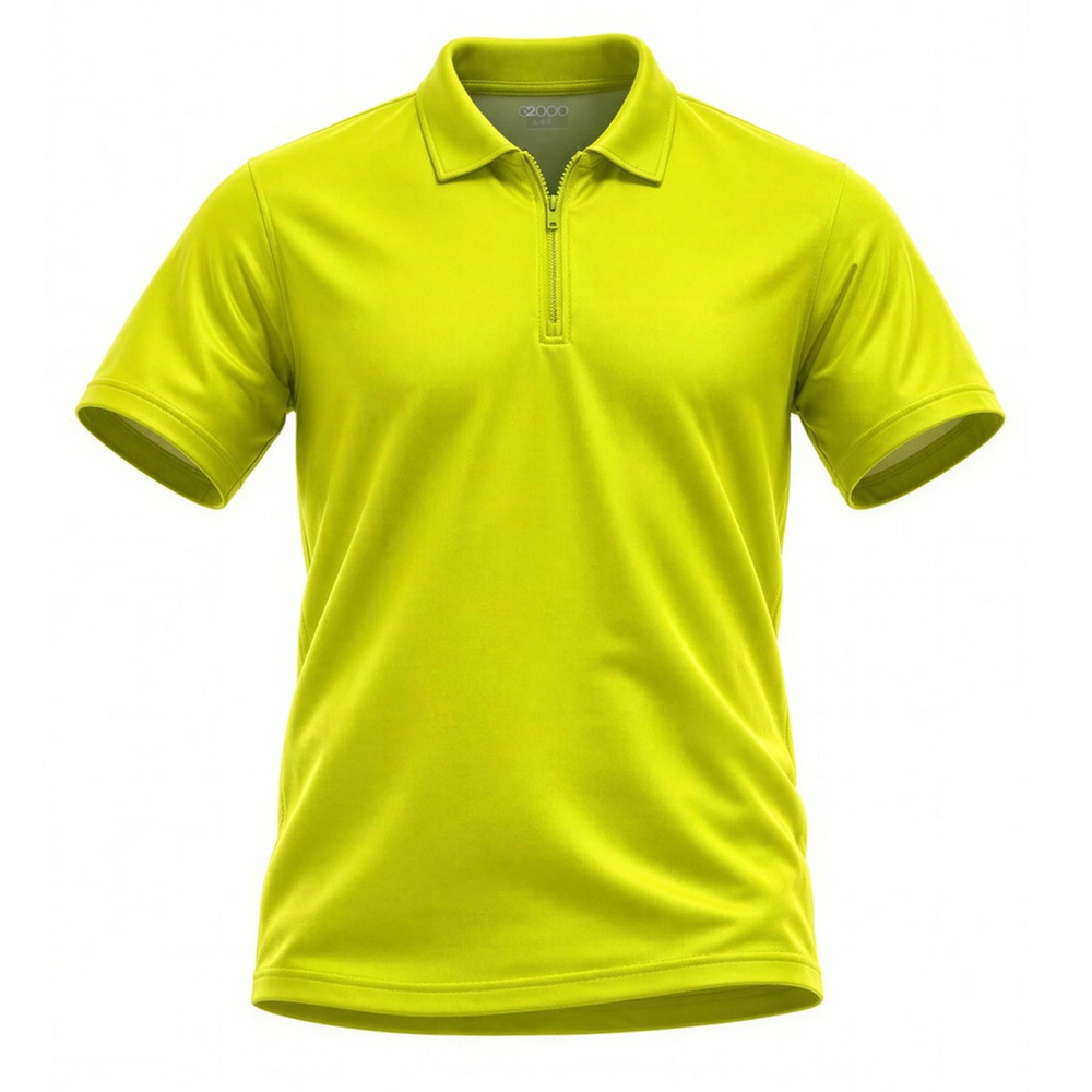 Chaps Polo‎ Shirt Mens Large Neon Lime Green 1/4 Zip Short Sleeve Athletic